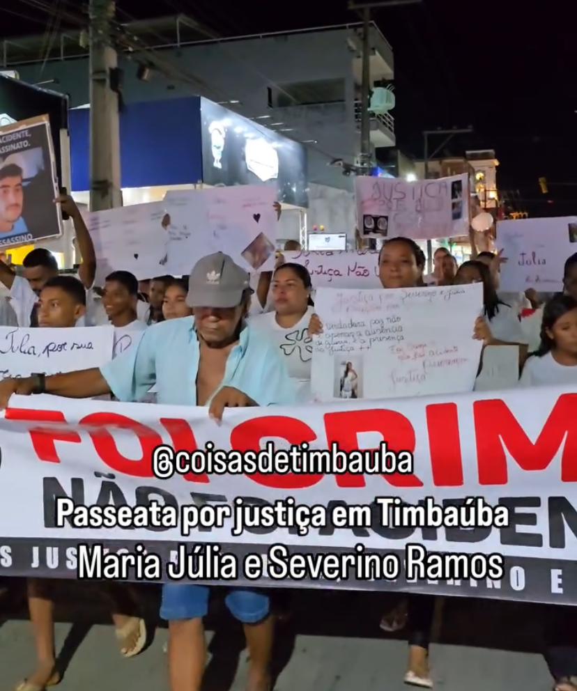 Timbaúba: manifestação cobra justiça por Júlia e Severino